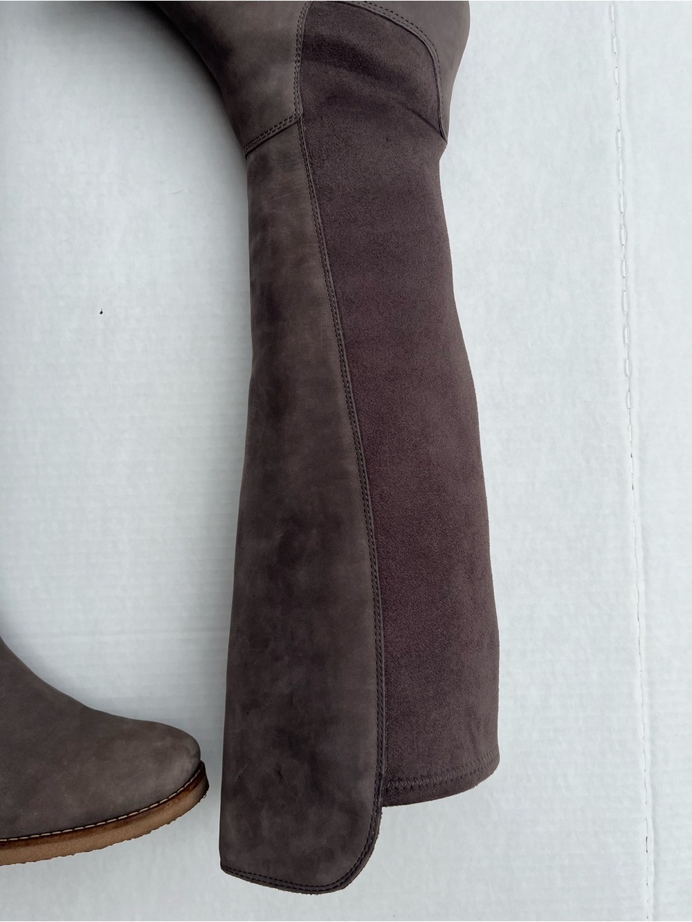 Lucky Brand Tilaree Knee High Boots 7.5 Suede Leather Taupe Equestrian Capsule - Picture 8 of 16